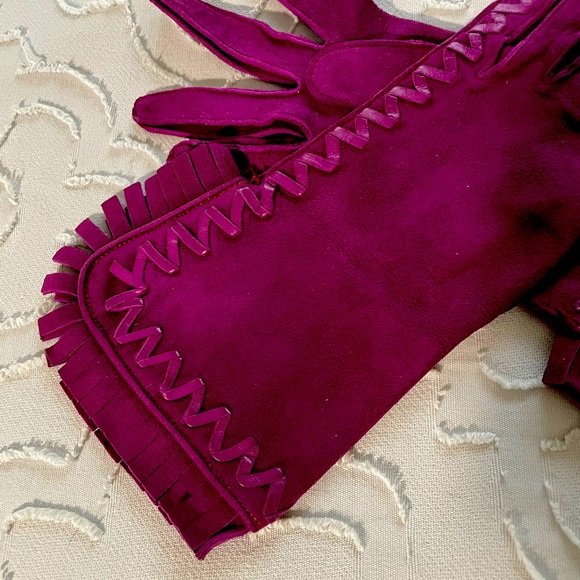 Rive Gauche vintage Yves St Laurent suede and leather gloves size 7 hardly worn - Picture 3 of 7
